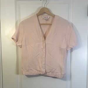 Pink Talbots button up short sleeve shirt size 6